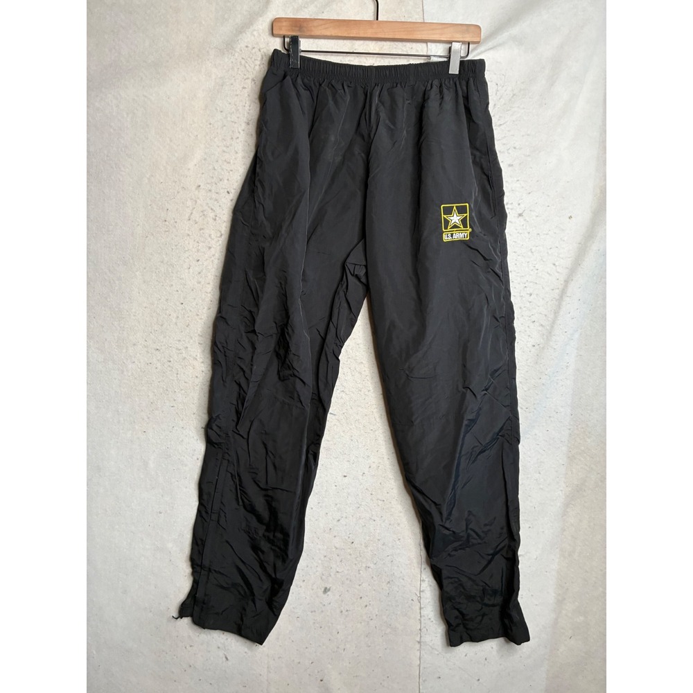 US Army APFU Physical Fitness Uniform Pants Mens Large Long Black Nylon Athletic